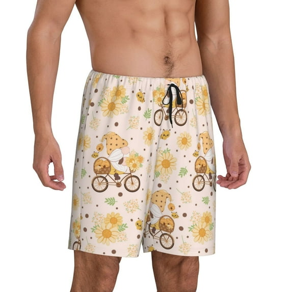 Daiia Cute Bee Gnome Mens Woven Stretch Pajama Short,Short Pajama Pants-Small