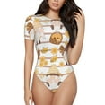 thumbnail image 1 of Daiia Cute Bee Gnome2 print Women's Crew Neck Short Sleeve Bodysuit Fashion Tops Fit Casual Basic Extender Bodysuit-X-Large, 1 of 9