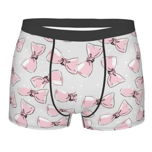 Daiia Cute Bow Tie Men's Underwear Boxer Briefs, Cotton Stretch Moisture-Wicking Underwear-Small