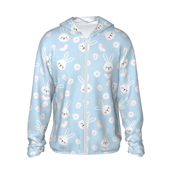 Daiia Cute Bunny UPF 50+ Sun Protection Hoodie Jacket Lightweight Long Sleeve Sun Shirt for Women Men with Pocket Hiking Outdoor-XX-Large