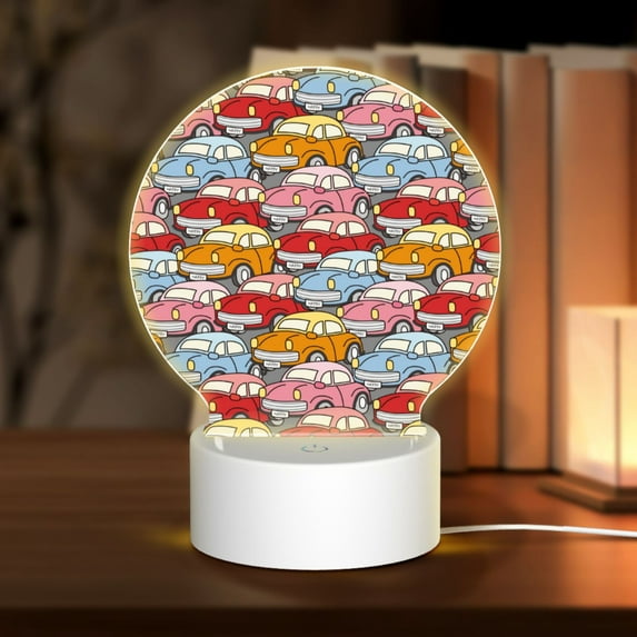 Daiia Cute Cars Pattern Acrylic Night Light, LED Touch Light, Bedroom Night Light, Soft Glowing Lamp Perfect Gift for Mother's Day, Birthday, or Christmas