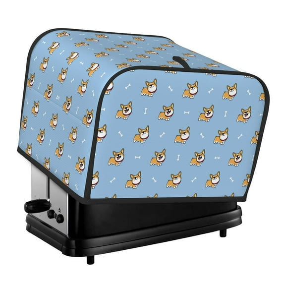 Daiia Cute Cartoon Corgi Pattern 4 slice Toaster Cover, Toaster Appliance Dust-proof Cover For Kitchen Small Appliance Dust Cover and Fingerprint Protection