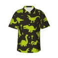 thumbnail image 1 of Daiia Cute Cartoon Dinosaurs Hawaiian Shirt for Men Gentle Cotton Regular Short Sleeve Casual-Large, 1 of 9