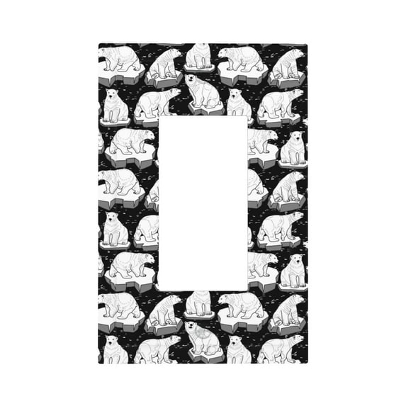 Daiia Cute Cartoon Polar Bear Pattern Decorator Wall Plate Child Safe Outlet Cover, Switch and Outlet Covers,Size 1-Gang 5.0" x3.0" , Polycarbonate Thermoplastic-Style U