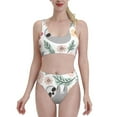 thumbnail image 1 of Daiia Cute Cartoon Sloth printed 2 piece Swimsuit Bikinis for Women High Waisted Racerback Bathing Suits Summer Tummy Control Scoop Neck Swimwear-Medium, 1 of 8