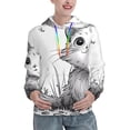 thumbnail image 1 of Daiia Cute Cat Meadow Sketch Pattern Women's Fashion Hoodies & Sweatshirts with Kangaroo Pocket Hooded Sweatshirt with Eye-catching Drawstrings-Large, 1 of 7
