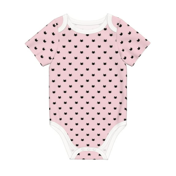 Daiia Cute Cat Printed Unisex-Baby Short Sleeve Onesies Bodysuits Baby Climbing Clothes Soft and Comfortable Romper with Expandable Shoulder Design-3 Months