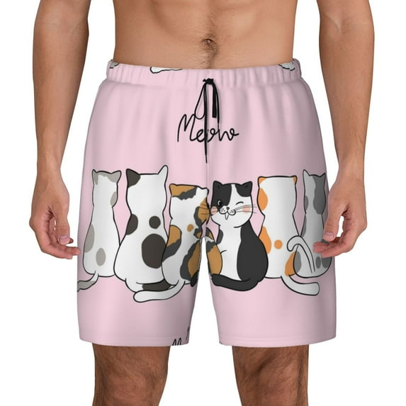 Daiia Cute Cats Mens Swim Trunks Swim Shorts Quick Dry Swim Shorts with Mesh Lining Pockets-Medium