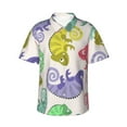 thumbnail image 1 of Daiia Cute Chameleons Hawaiian Shirt for Men Gentle Cotton Regular Short Sleeve Casual-Medium, 1 of 9