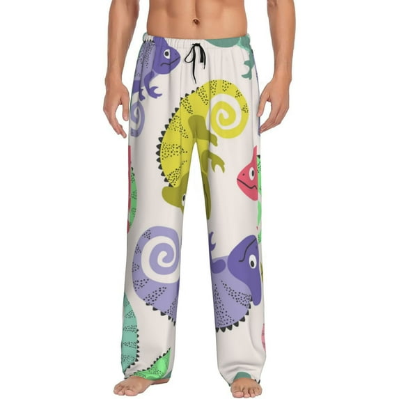 Daiia Cute Chameleons Men's Sleep Pant with Pockets and Drawstring,Pajama Pants-X-Large