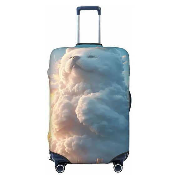 Daiia Cute Cloud Cat Luggage Cover, Thickened Washable Travel Luggage Covers, Elastic Unique Baggage Covers for 18-20 inch Luggage-Large