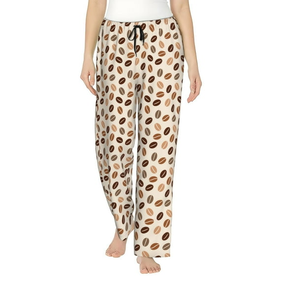 Daiia Cute Coffee Bean Print Women's Sleep Pant with Pockets and Drawstring,Pajama Pants-Small