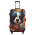 thumbnail image 1 of Daiia Cute Colorful Flower French Bulldog Luggage Cover, Thickened Washable Travel Luggage Covers, Elastic Unique Baggage Covers for 18-20 inch Luggage-Medium, 1 of 9
