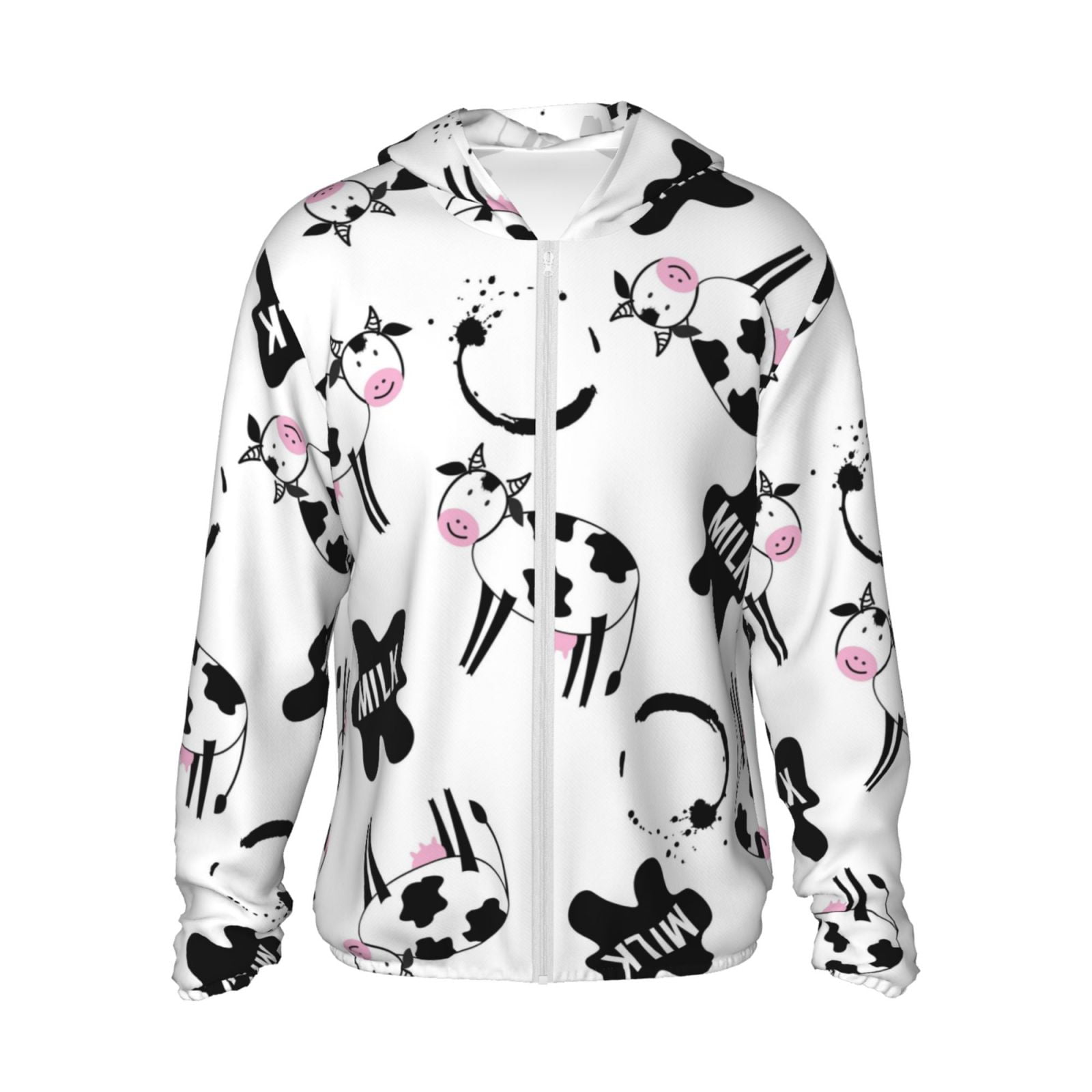 Daiia Cute Cow and Milk Stains UPF 50+ Sun Protection Hoodie Jacket ...