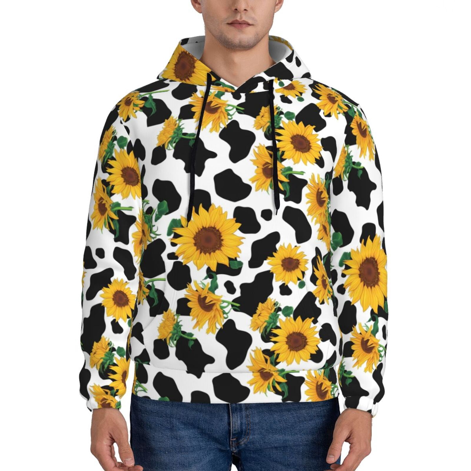 Cute Donkey and Sun Flower Prints Casual Cotton Sweatshirt