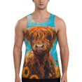 thumbnail image 1 of Daiia Cute Cow Sunflowers Art Printed Men's Quick Dry Fit Muscle Tank Top Slim-Fit Tank Workout Tank Top Lightweight Sports Tank Top-Medium, 1 of 7