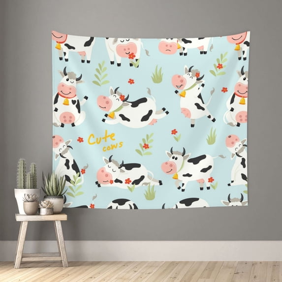 Daiia Cute Cows Pattern Tapestry 60x51 Inches Wall Hanging Tapestry Artistic Wall Hanging Bedroom Wall Decor Living Room Tapestry Dorm Room Decor