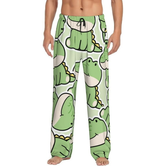 Daiia Cute Crocodile Men's Sleep Pant with Pockets and Drawstring,Pajama Pants-Large