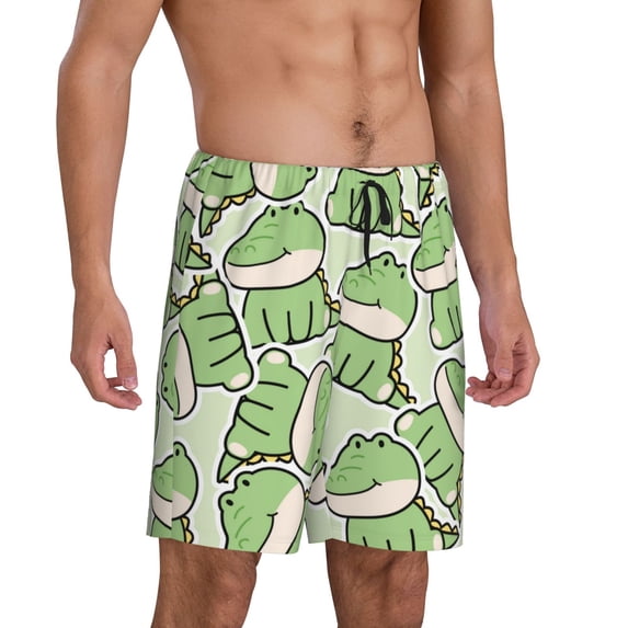 Daiia Cute Crocodile Mens Woven Stretch Pajama Short,Short Pajama Pants-3X-Large
