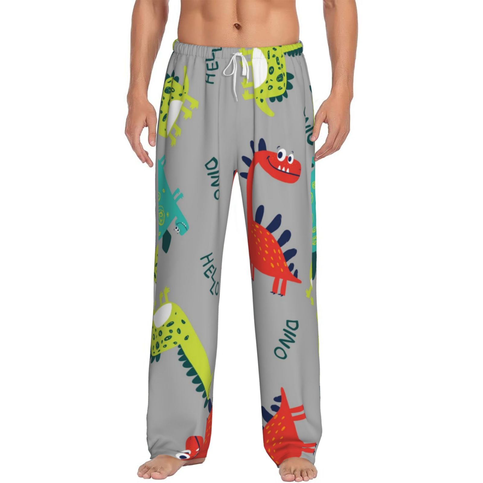 Daiia Cute Dinosaur Men's Sleep Pant with Pockets and Drawstring,Pajama ...