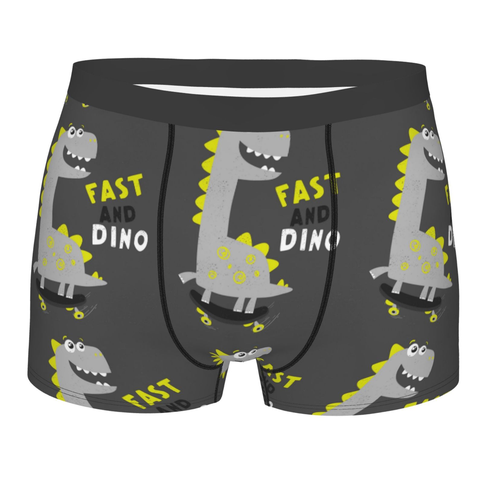 Daiia Cute Dinosaur Skate On Grey Background Men's Underwear Boxer ...