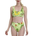 thumbnail image 1 of Daiia Cute Dinosaurs Cartoon printed 2 piece Swimsuit Bikinis for Women High Waisted Racerback Bathing Suits Summer Tummy Control Scoop Neck Swimwear-Small, 1 of 8