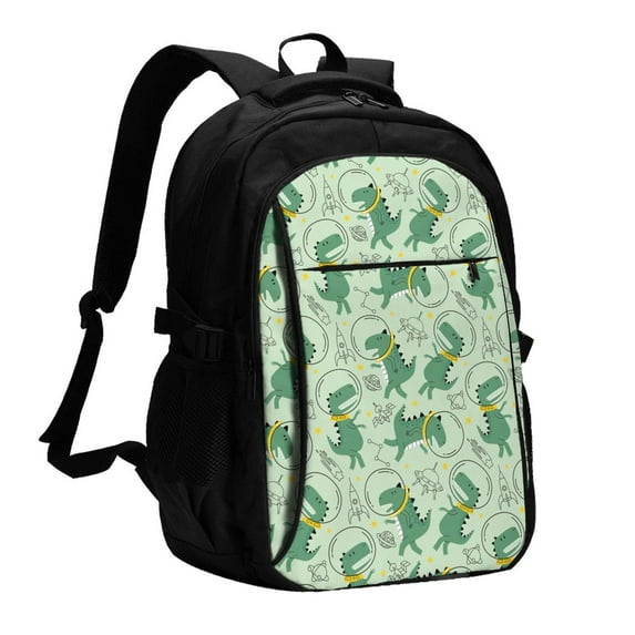 Daiia Cute Dinosaurs in Space Pattern USB Charging Backpack for Men and Women, Anti-Theft Backpack,Travel Backpack,School Backpack,College Backpack,Laptop Backpack