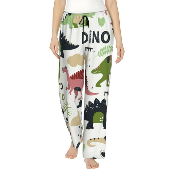Daiia Cute Dinosaurs Women's Sleep Pant with Pockets and Drawstring,Pajama Pants-Medium