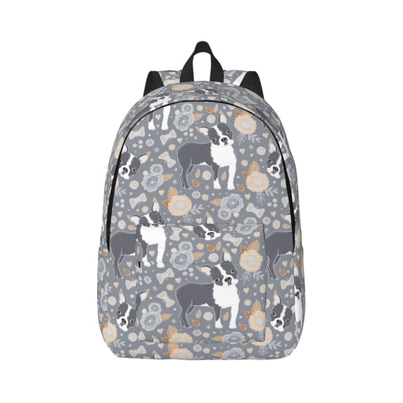 Daiia Cute Dog And Flowers Vintage Canvas Backpack for Men and Women ,Hiking Backpack,Travel Laptop Bag for School,Large Capacity Backpack