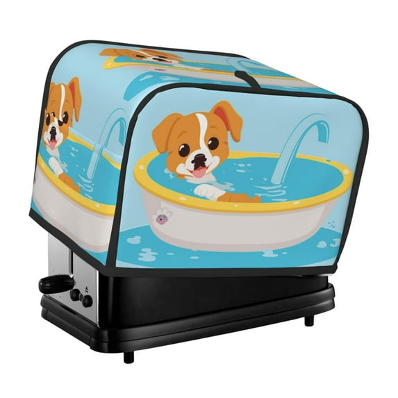 Daiia Cute Dog In Bath Pattern 2 slice Toaster Cover, Toaster Appliance Dust-proof Cover For Kitchen Small Appliance Dust Cover and Fingerprint Protection