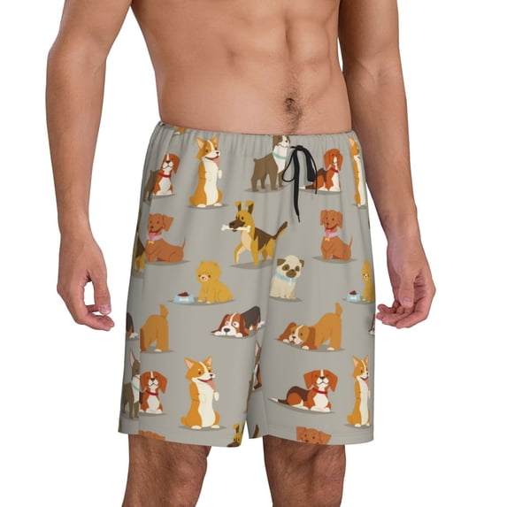 Daiia Cute Dog Mens Woven Stretch Pajama Short,Short Pajama Pants-Medium