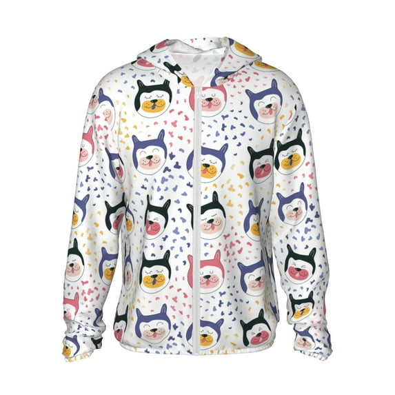 Daiia Cute Dog UPF 50+ Sun Protection Hoodie Jacket Lightweight Long Sleeve Sun Shirt for Women Men with Pocket Hiking Outdoor-XX-Large