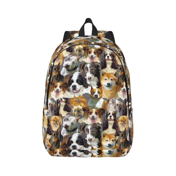 Daiia Cute Dog Vintage Canvas Backpack for Men and Women ,Hiking Backpack,Travel Laptop Bag for School,Large Capacity Backpack
