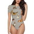 thumbnail image 1 of Daiia Cute Dog print Women's Crew Neck Short Sleeve Bodysuit Fashion Tops Fit Casual Basic Extender Bodysuit-XX-Large, 1 of 9