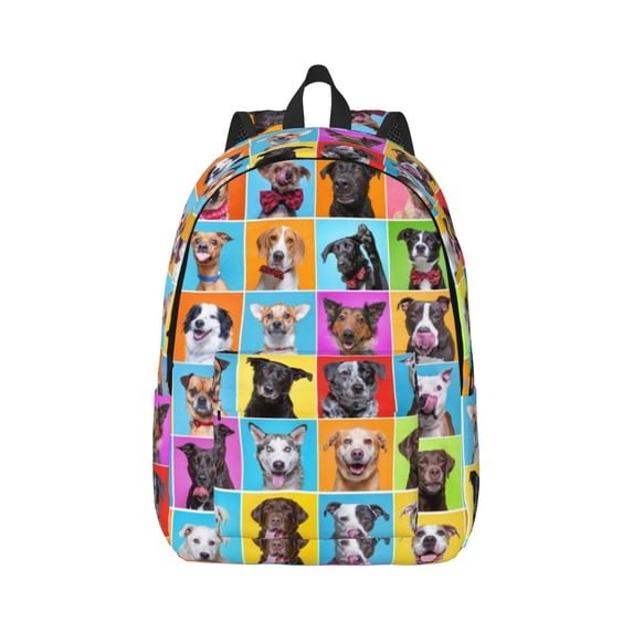 Daiia Cute Dogs Collage Vintage Canvas Backpack for Men and Women ,Hiking Backpack,Travel Laptop Bag for School,Large Capacity Backpack