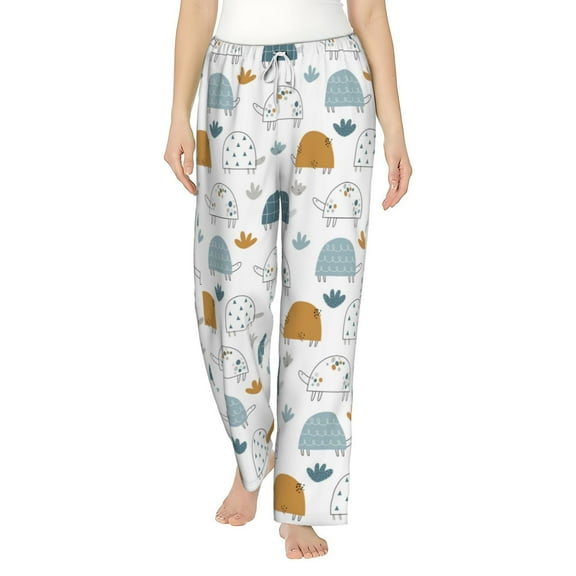 Daiia Cute Doodle Turtles Women's Sleep Pant with Pockets and Drawstring,Pajama Pants-Medium