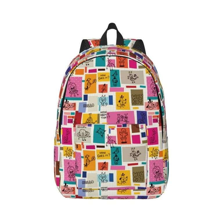Daiia Cute Doodles Vintage Canvas Backpack for Men and Women
