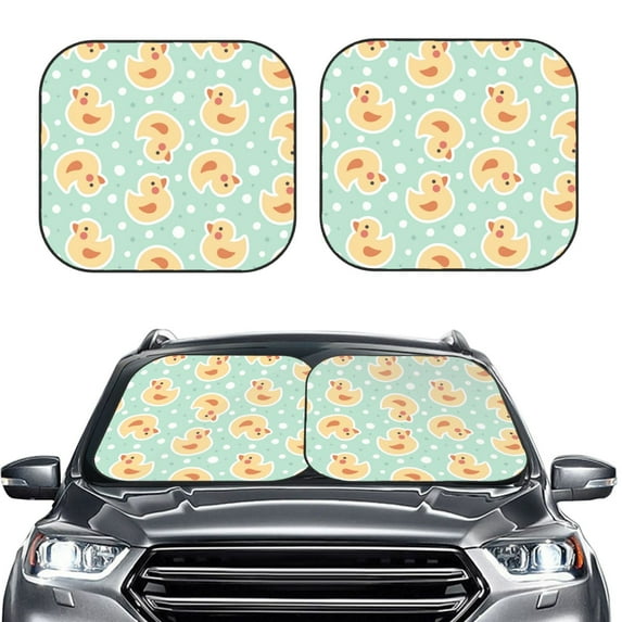 Daiia Cute Duck 2PCS Car Windshield Sun Shade, Foldable Sun Shield for Car Front Window, Auto Sun Blocker Visor Protector Universal for Truck SUV Pickup-Small