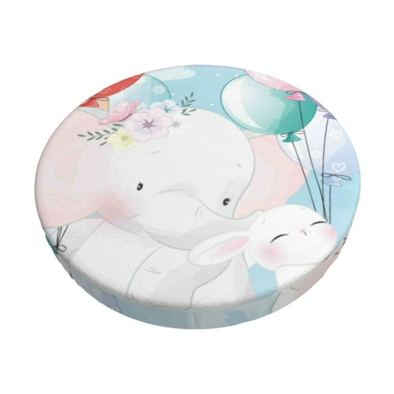 Daiia Cute Elephant Stool Covers Round,Round Bar Stool Covers Waterproof Bar Chair Covers Washable Stool Cushion Slipcover for 12-14 Inch Chair-14 inch