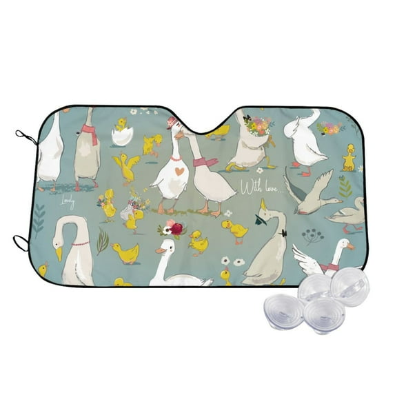 Daiia Cute Farm Birds Windshield Sun Shade for Car SUV Truck (Small ), Car Sun Shade Windshield, Car Shades for Front Windows, Sunshade for Car Windshield