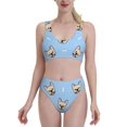 thumbnail image 1 of Daiia Cute French Bulldog printed 2 piece Swimsuit Bikinis for Women High Waisted Racerback Bathing Suits Summer Tummy Control Scoop Neck Swimwear-Large, 1 of 8