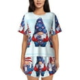 thumbnail image 1 of Daiia Cute Gnomes in USA1 Pattern Womens Pajama Sets Short Sleeve Pajamas for Women Sets Soft Lounge Sets Casual Round Neck Sleepwear PJS-Small, 1 of 7