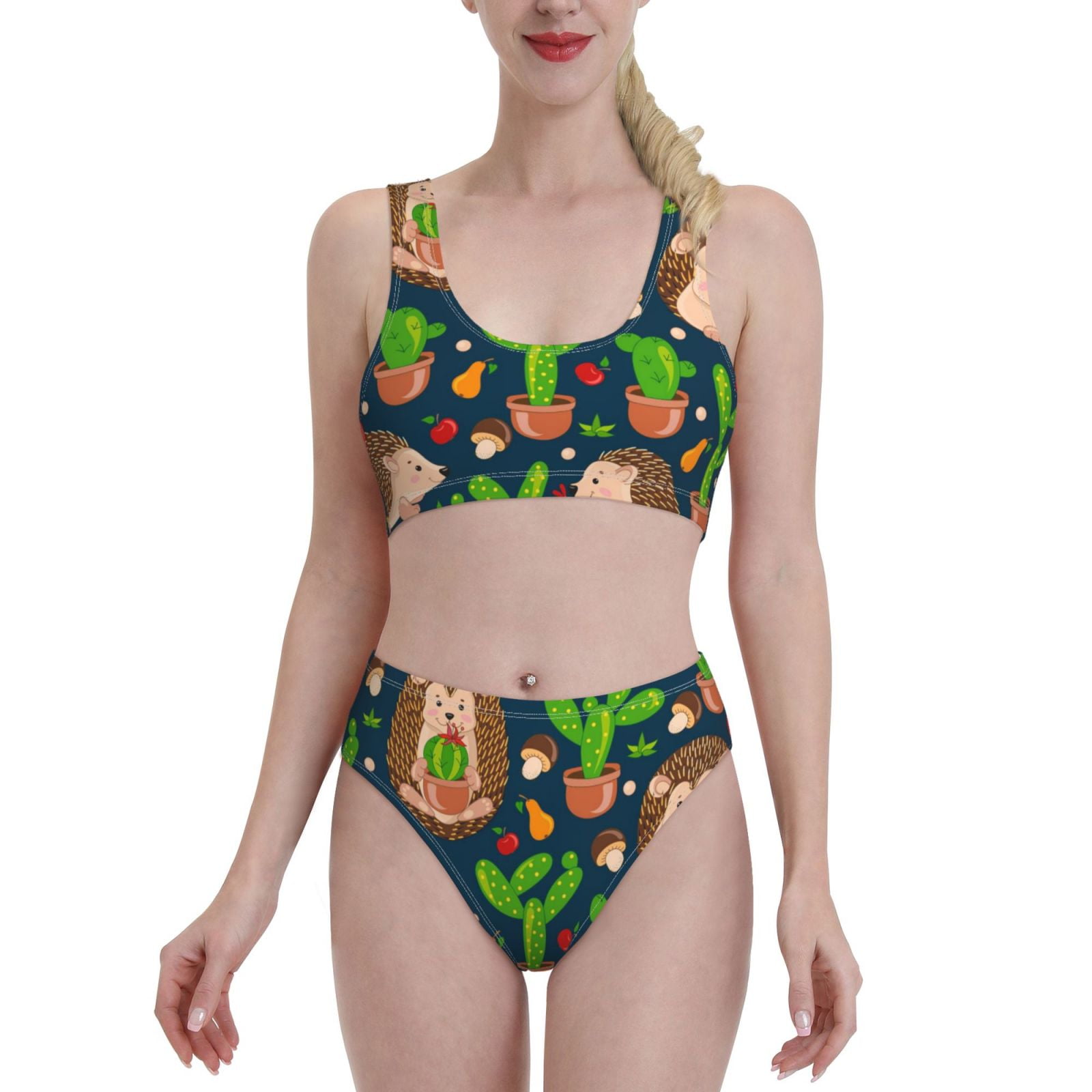 Babyhug Half Raglan Sleeves Two Piece Swimsuit With Dino Print - Blue