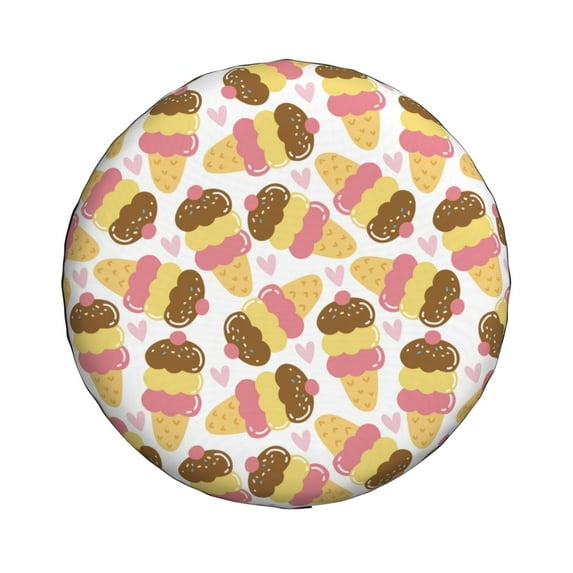 Daiia Cute Ice Cream Tire Covers , Travel Trailer Camper Truck SUV Motorhome Waterproof Wheel Cover, Sun Rain Snow Protector-14 inch