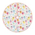 Daiia Cute Owl Drawing Merry Christmas Tree Skirt , Xmas Large Laceup Tree Skirt, Santa
