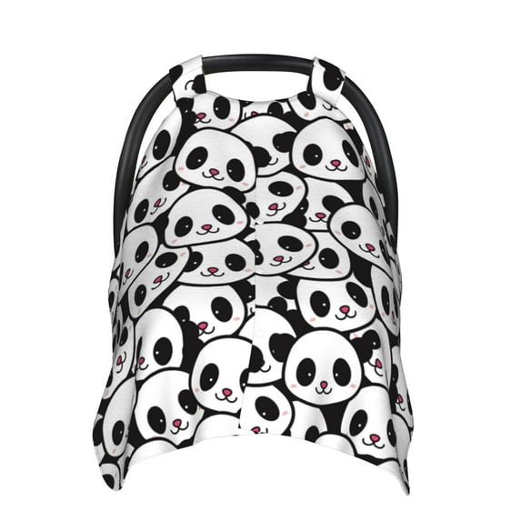 Daiia Cute Panda Pattern Car Seat Cover for Babies, Mom Nursing Covers Breastfeeding Scarf, Multi Use Infant Carseat Canopy for Newborn Carrier/Stroller