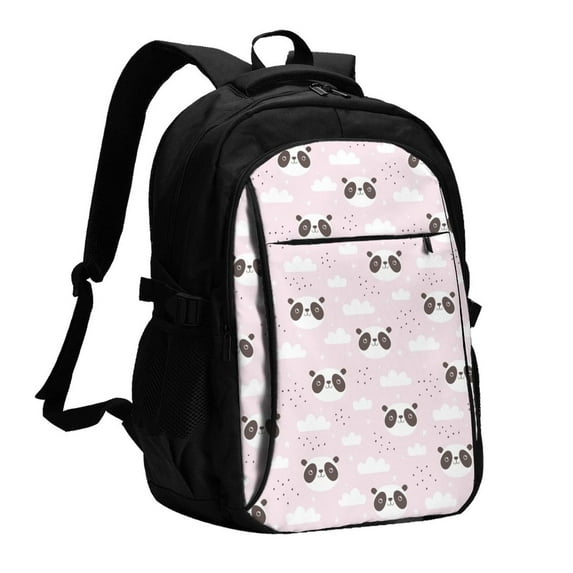 Daiia Cute Panda Pattern USB Charging Backpack for Men and Women, Anti-Theft Backpack,Travel Backpack,School Backpack,College Backpack,Laptop Backpack