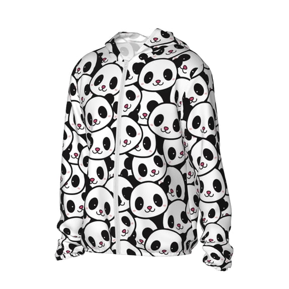 Daiia Cute Panda UPF 50+ Sun Protection Hoodie Jacket Lightweight Long Sleeve Sun Shirt for Women Men with Pocket Hiking Outdoor-Medium