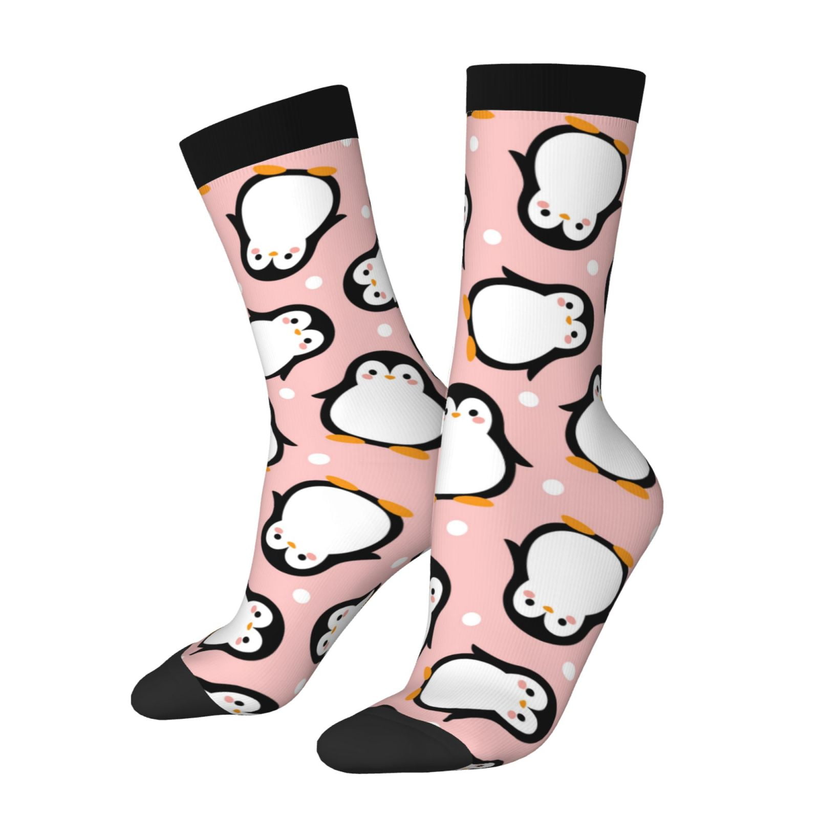 Daiia Cute Penguin Print Crew Socks Soft Breathable Long Socks for