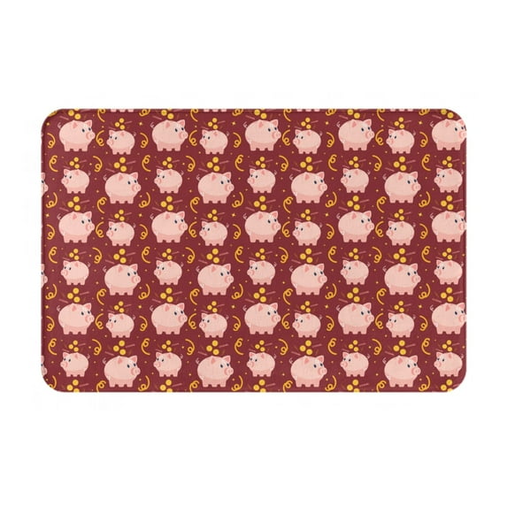 Daiia Cute Pig with Coins Front Door Mat, Heavy Duty Durable Welcome Mat for Outdoor Indoor, Dirt Trapper Waterproof Super Absorbent Door Mat, 16" x 24"
